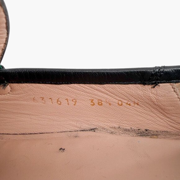 Gucci Brixton Black Leather Web Stripe Horsebit Loafers Size 38.5 US 8.5 Women's - Picture 15 of 15